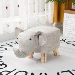 Children Bench Elephant Character Round Ottoman Stool Soft Small Comfy Seat Home Decor