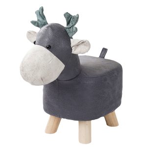 Children Bench Deer Character Round Ottoman Stool Soft Small Comfy Seat Home Decor
