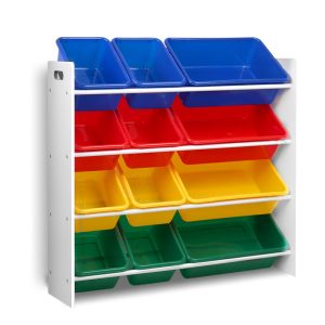 Kids Toy Box 12 Bins Bookshelf Organiser Children Storage Rack