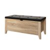 Storage Ottoman Blanket Box Leather Bench Foot Stool Chest Toy Oak Couch