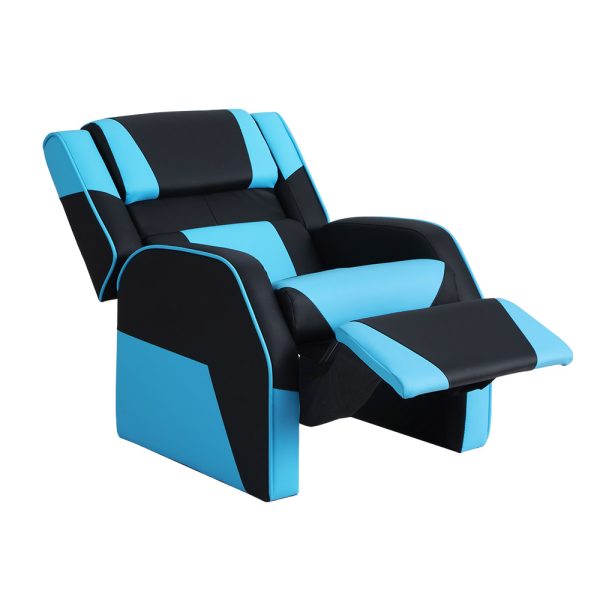 Keezi Kids Recliner Chair PU Leather Gaming Sofa Lounge Couch Children Armchair – Black and Blue