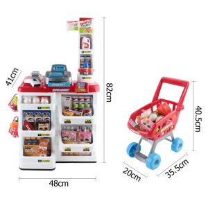 Kids Pretend Role Play Supermarket 24 Piece Playset Cash Register Trolley