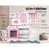 Kids Wooden Kitchen Play Set – White & Pink