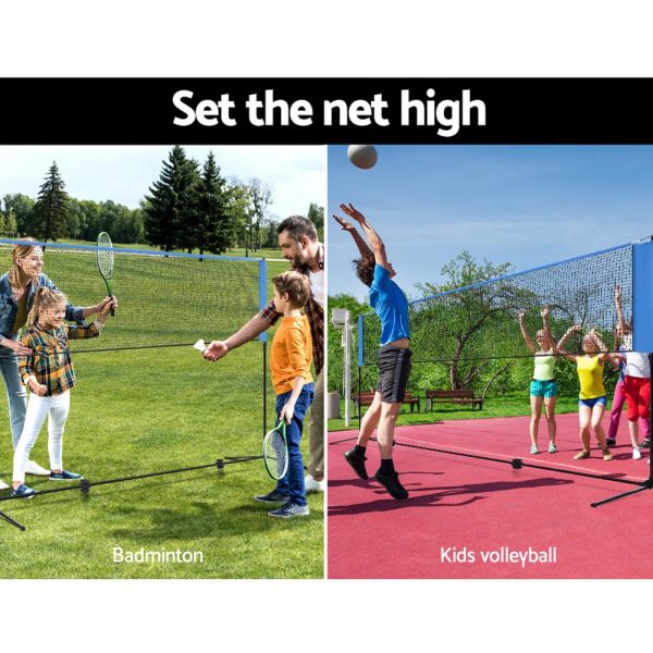 Everfit Portable Sports Net Stand Badminton Volleyball Tennis Soccer Blue – 303x103x162 cm