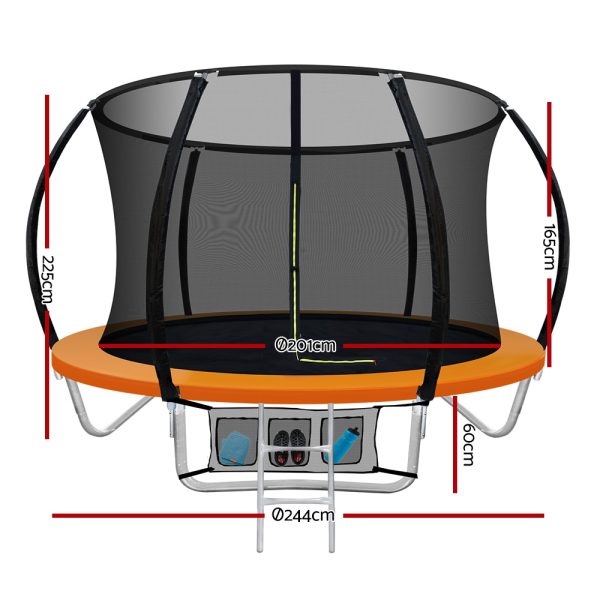 Everfit Trampoline Round Trampolines With Basketball Hoop Kids Present Gift Enclosure Safety Net Pad Outdoor – Orange, 8ft