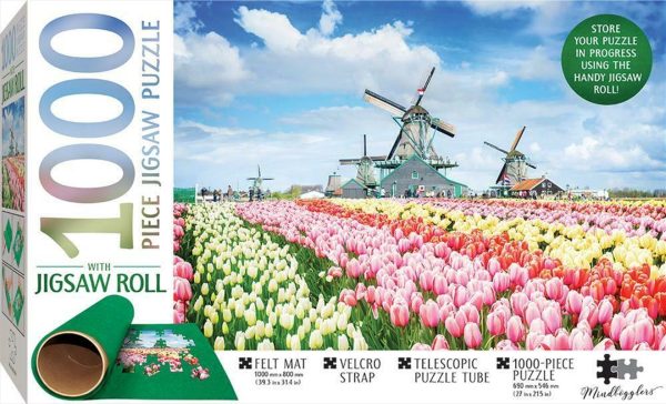 Dutch Windmills – 1000 Piece Puzzle  (Includes Roll-Up Mat)