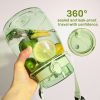 Clear Large Water Bottle Water Jug with Adjustable Shoulder Strap – Green