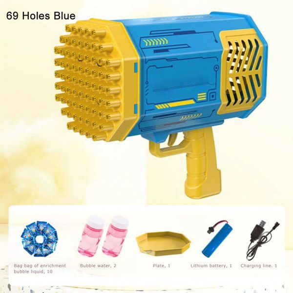 Electric Bubble Gun Machine Soap Bubbles Kids Adults Summer Outdoor Playtime Toy – Blue