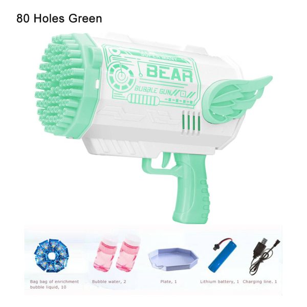 Electric Bubble Gun Machine Soap Bubbles Kids Adults Summer Outdoor Playtime Toy – Green