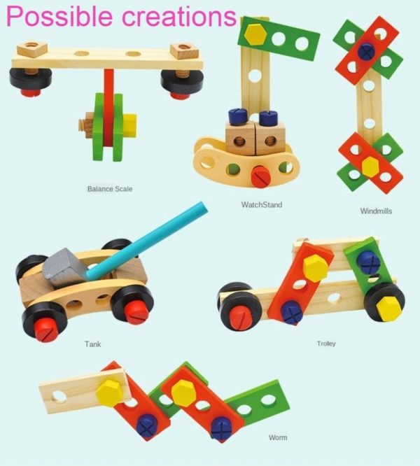 Children’s pretend play build fix wood Toolbox Toy, Carpenter Traddie Set For toddlers and kids