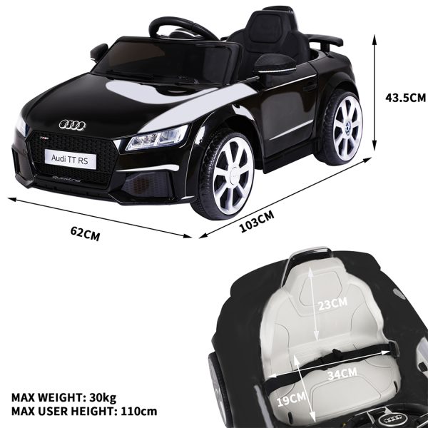 Kids Ride On Car 12V Battery Audi Licensed Electric Toy Remote Control Motor – Black