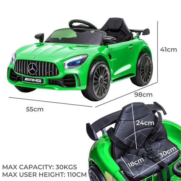 Kids Ride On Car 12V Battery Mercedes-Benz Licensed AMG GTR Toy Remote Control – Green