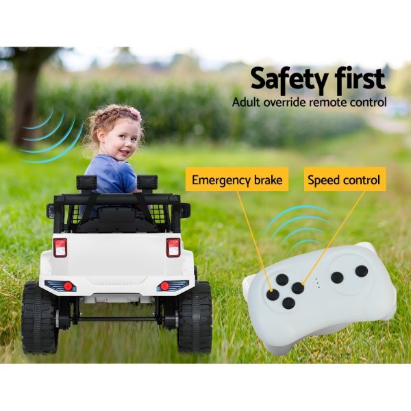 Kids Ride On Car Electric 12V Car Toys Jeep Battery Remote Control – White