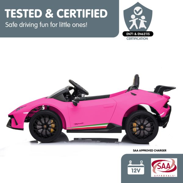 Lamborghini Performante Kids Electric Ride On Car Remote Control – Pink