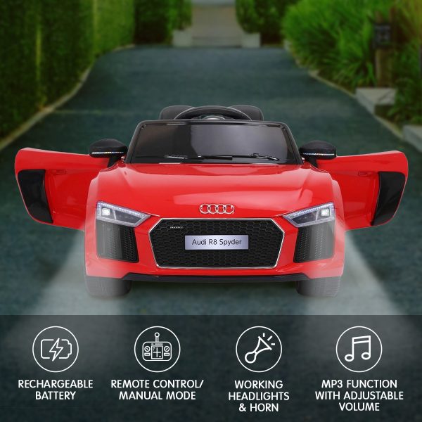 R8 Spyder Audi Licensed Kids Electric Ride On Car Remote Control – Red