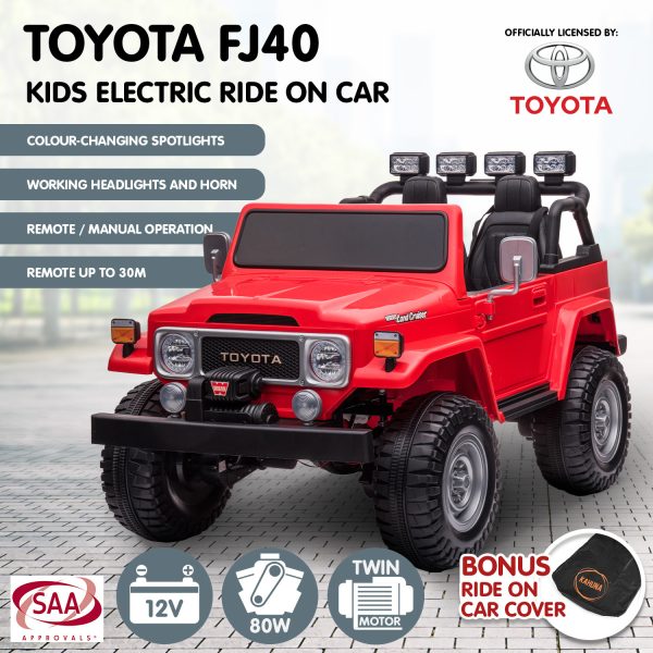 Licensed Toyota FJ40 Electric Kids Ride On Car by Kahuna – Red