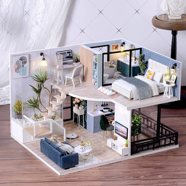 Dollhouse Miniature with Furniture Kit Plus Dust Proof and Music Movement – Cozy time