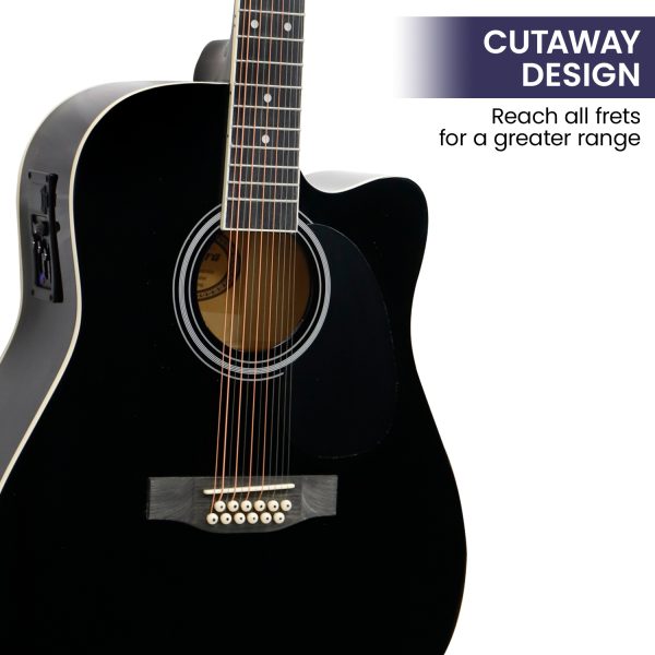 Karrera 12-String Acoustic Guitar with EQ – Black