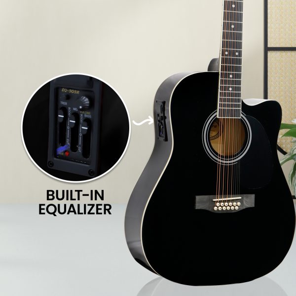 Karrera 12-String Acoustic Guitar with EQ – Black