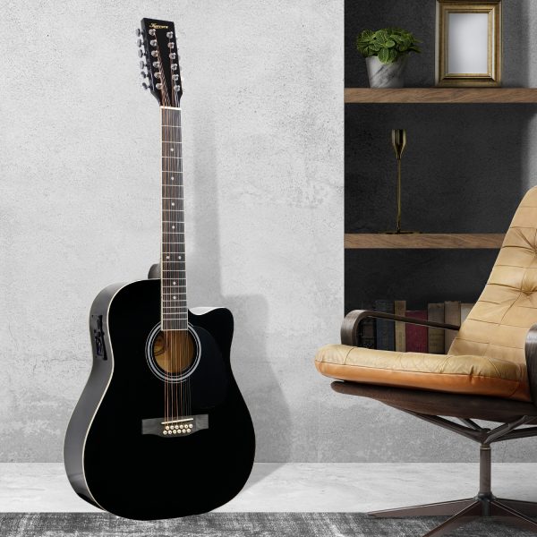 Karrera 12-String Acoustic Guitar with EQ – Black