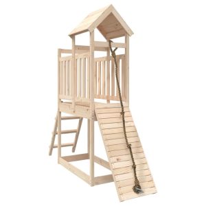 Playhouse with Climbing Wall Solid Wood