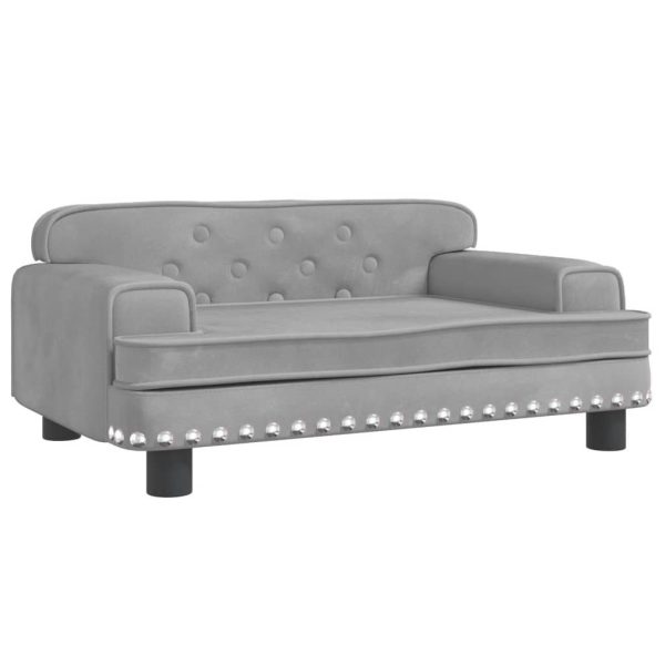 Kids Sofa Velvet – 70x45x30 cm, Light Grey