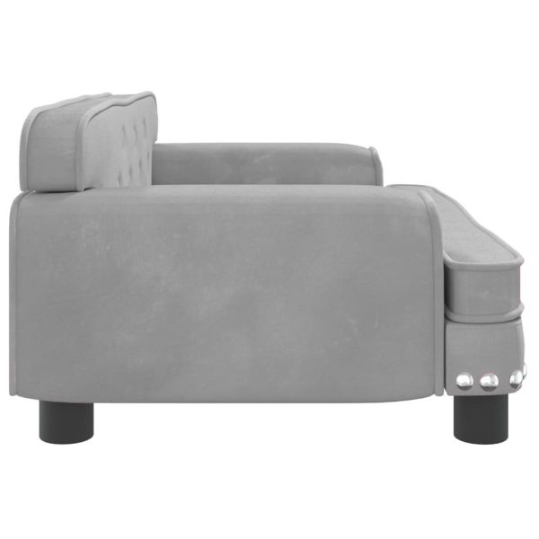 Kids Sofa Velvet – 70x45x30 cm, Light Grey