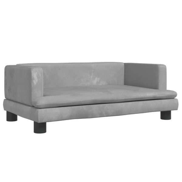 Kids Sofa Velvet – 80x45x30 cm, Light Grey