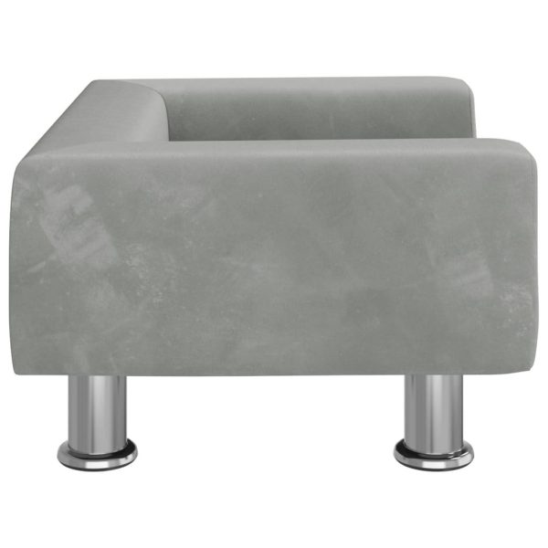 Kids Sofa Light Grey Velvet – 50x40x26.5 cm