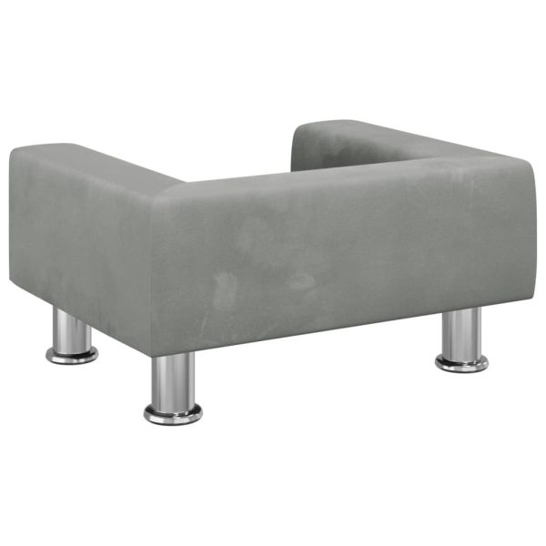 Kids Sofa Light Grey Velvet – 50x40x26.5 cm