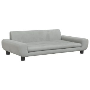 Kids Sofa Light Grey Velvet