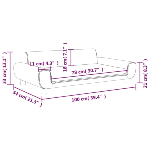 Kids Sofa Light Grey Velvet – 100x54x33 cm