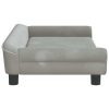 Kids Sofa Light Grey Velvet – 100x50x26 cm