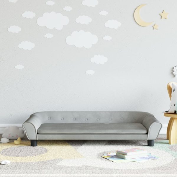 Kids Sofa Light Grey Velvet – 100x50x26 cm