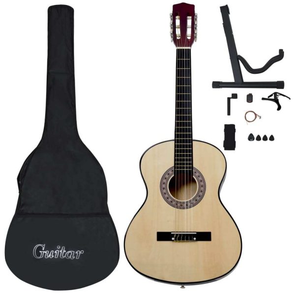 8 Piece Classical Guitar Kid Beginner Set – 4/4 39″, Light Brown