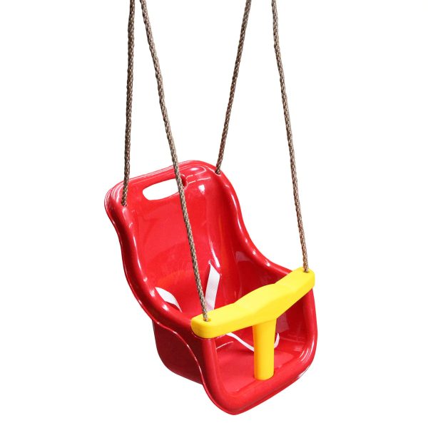Kids Baby Swing Seat with Rope Extensions – Red and Yellow