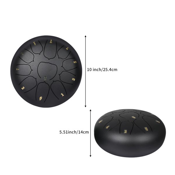 Steel Tongue Drum 10 Inch 11 Notes Handpan and drum Bag Mallet Child Gifts – Black