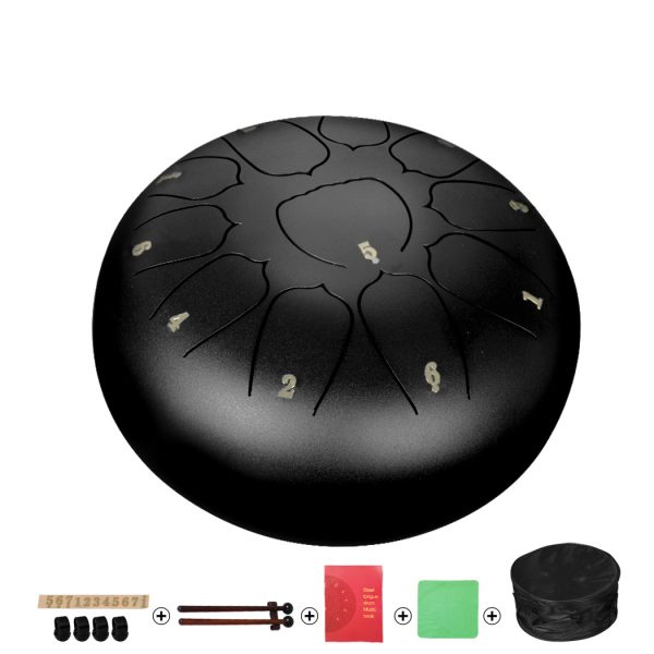 Steel Tongue Drum 10 Inch 11 Notes Handpan and drum Bag Mallet Child Gifts – Black