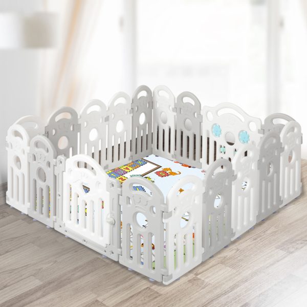 Kids Playpen Baby Safety Gate Toddler Fence Child Play Game Toy 18 Panels – Grey