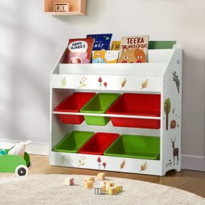 3 Tiers Kids Bookshelf Storage Children Bookcase Toy Box Organiser Rack 6 Bins