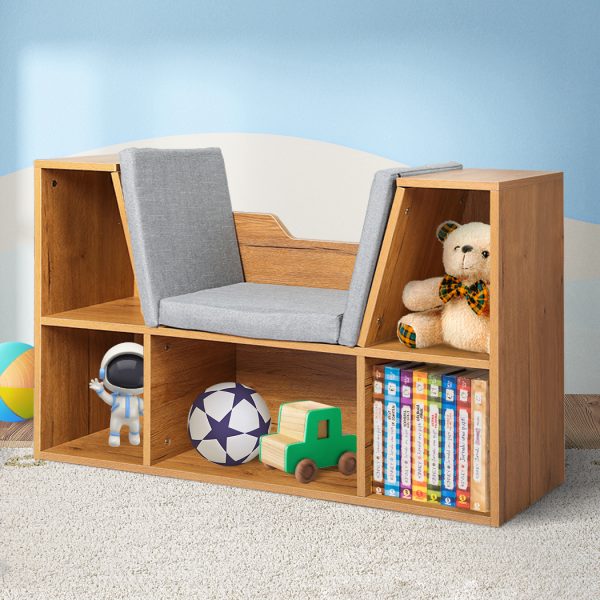 Kids Bookcase Toys Box Shelf Storage Cabinet Container Children Organiser – Brown