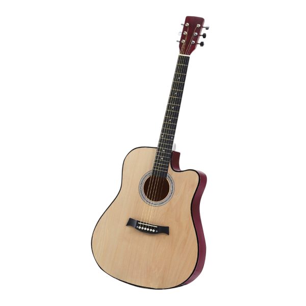 38 Inch Wooden Folk Acoustic Guitar Classical Cutaway Steel String w/ Bag