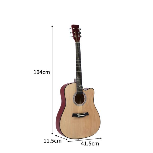 41 Inch Wooden Folk Acoustic Guitar Classical Cutaway Steel String w/ Bag
