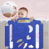 Foldable Baby Playpen with 16 Panels (White Blue)