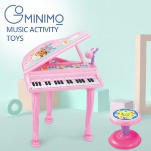 Kids Electronic Piano Keyboard Toy with Microphone and Chair (Pink) GO-MAT-102-XC