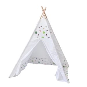 Kids Teepee Tent with Side Window and Carry Case – White Forest