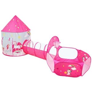 3 in 1 Unicorn Style Kids Play Tent – Pink