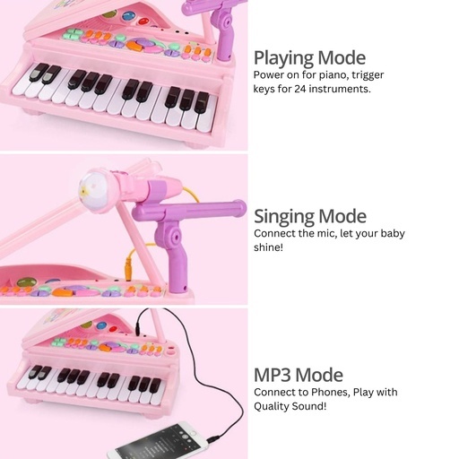 Kids Piano Keyboard Music Toys (Pink) GO-MAT-106-XC