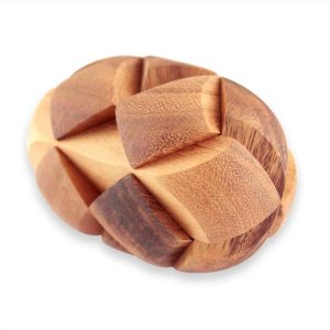 Brain teaser puzzle 3D hand made – Football round natural wood for kids or adults