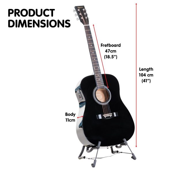 Karrera Electronic Acoustic Guitar 41in – Black